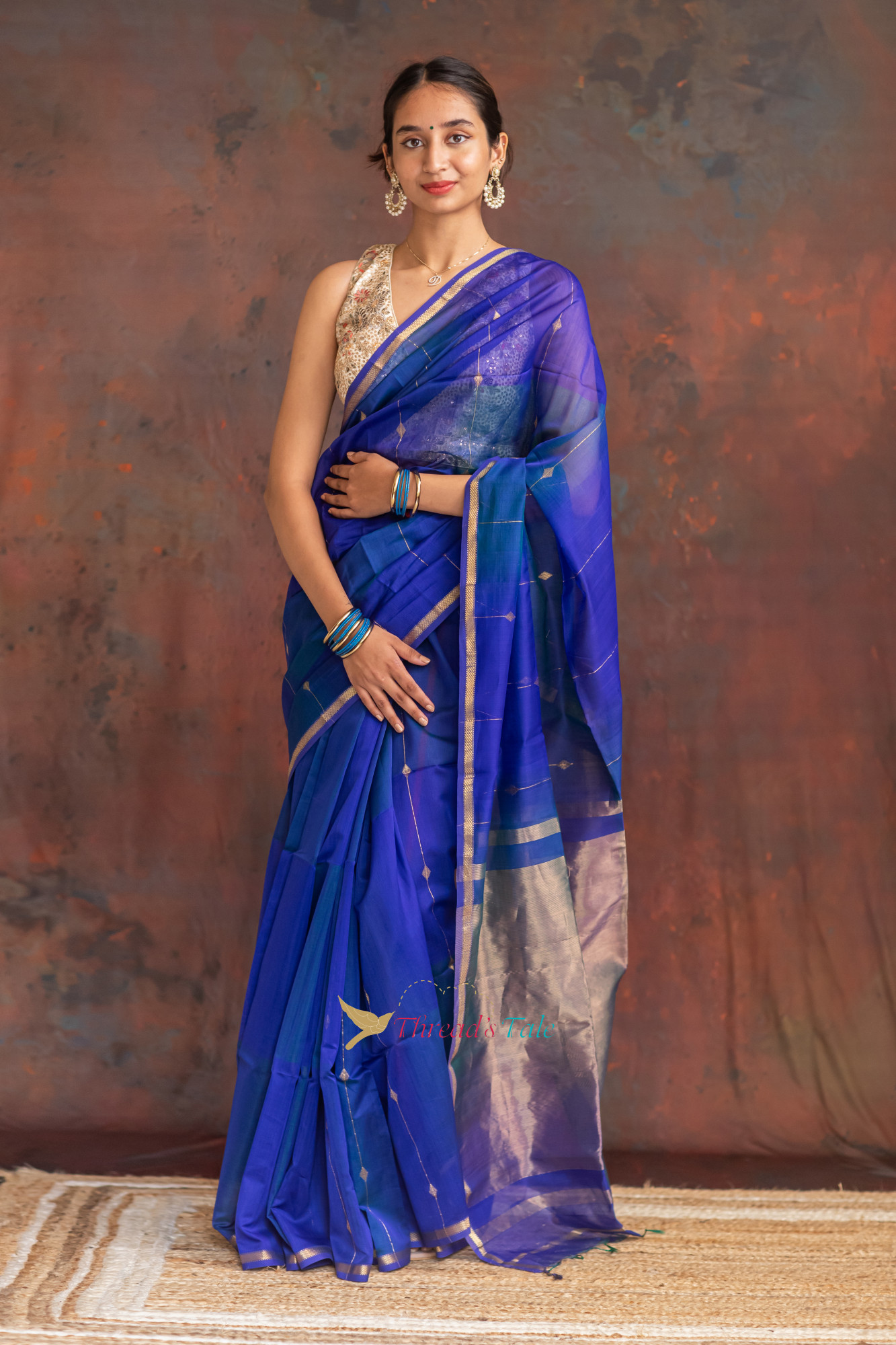 Blue Shaded Handwoven  Saree