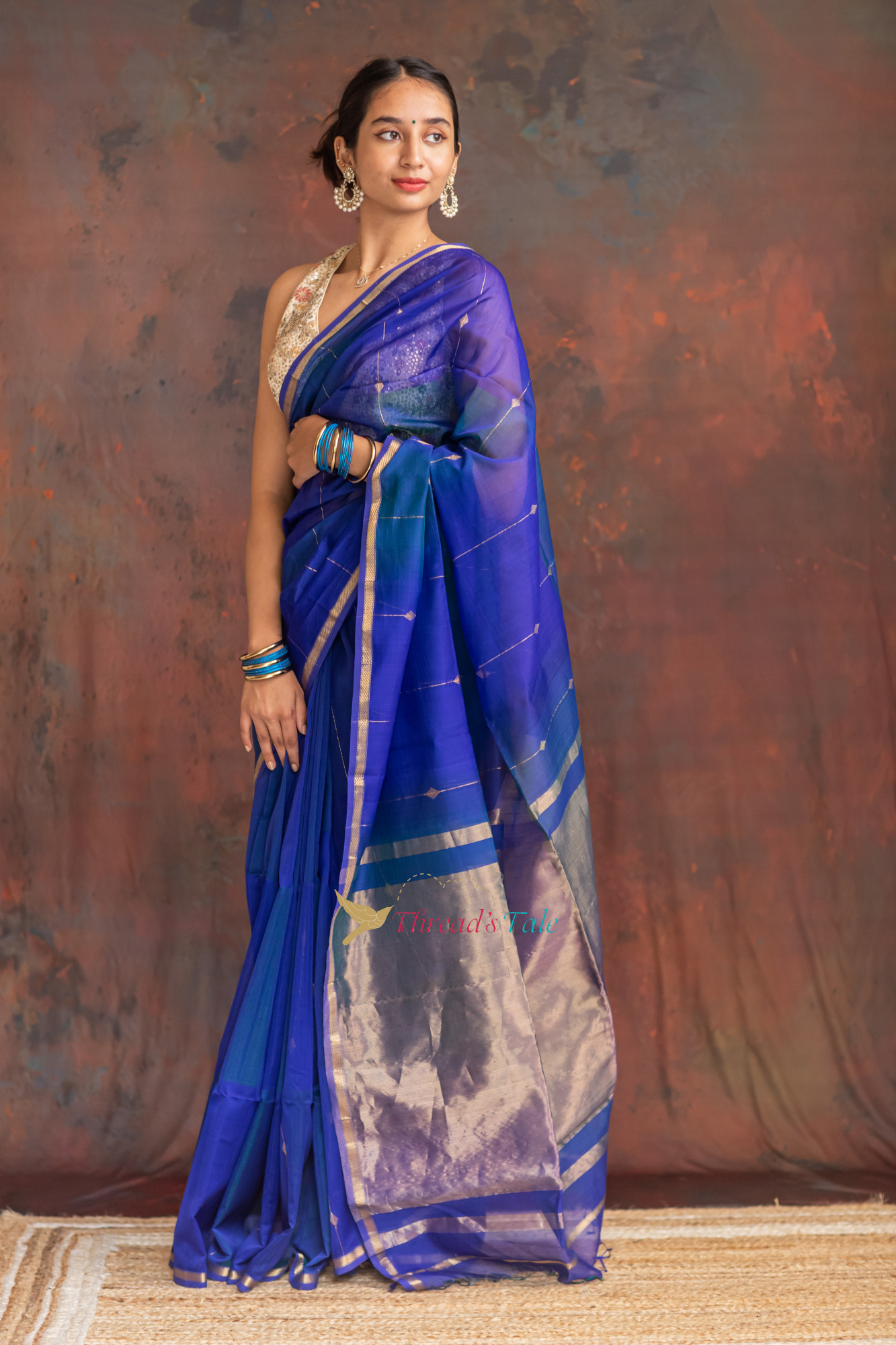 Blue Shaded Handwoven  Saree