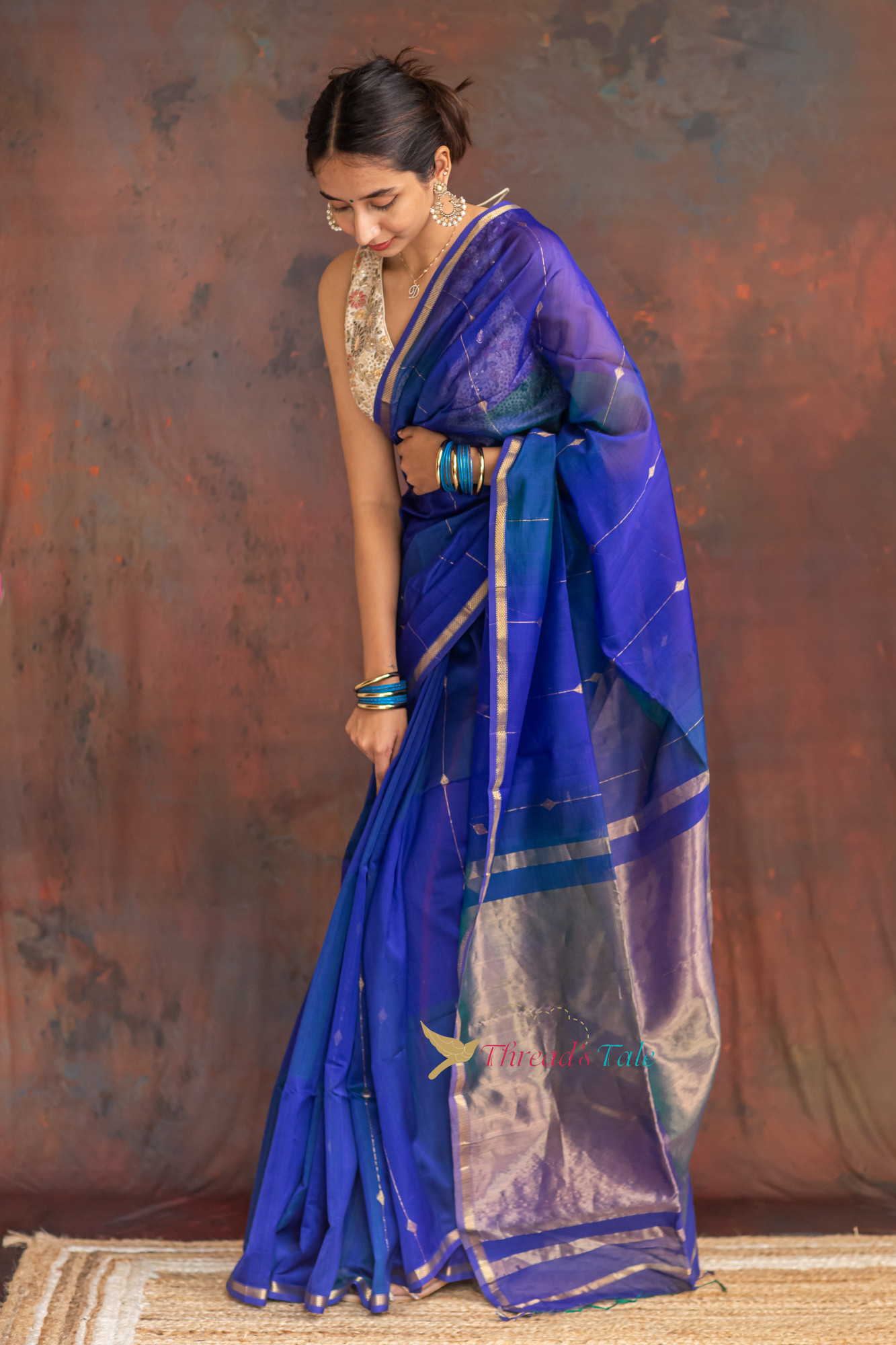 Blue Shaded Handwoven  Saree
