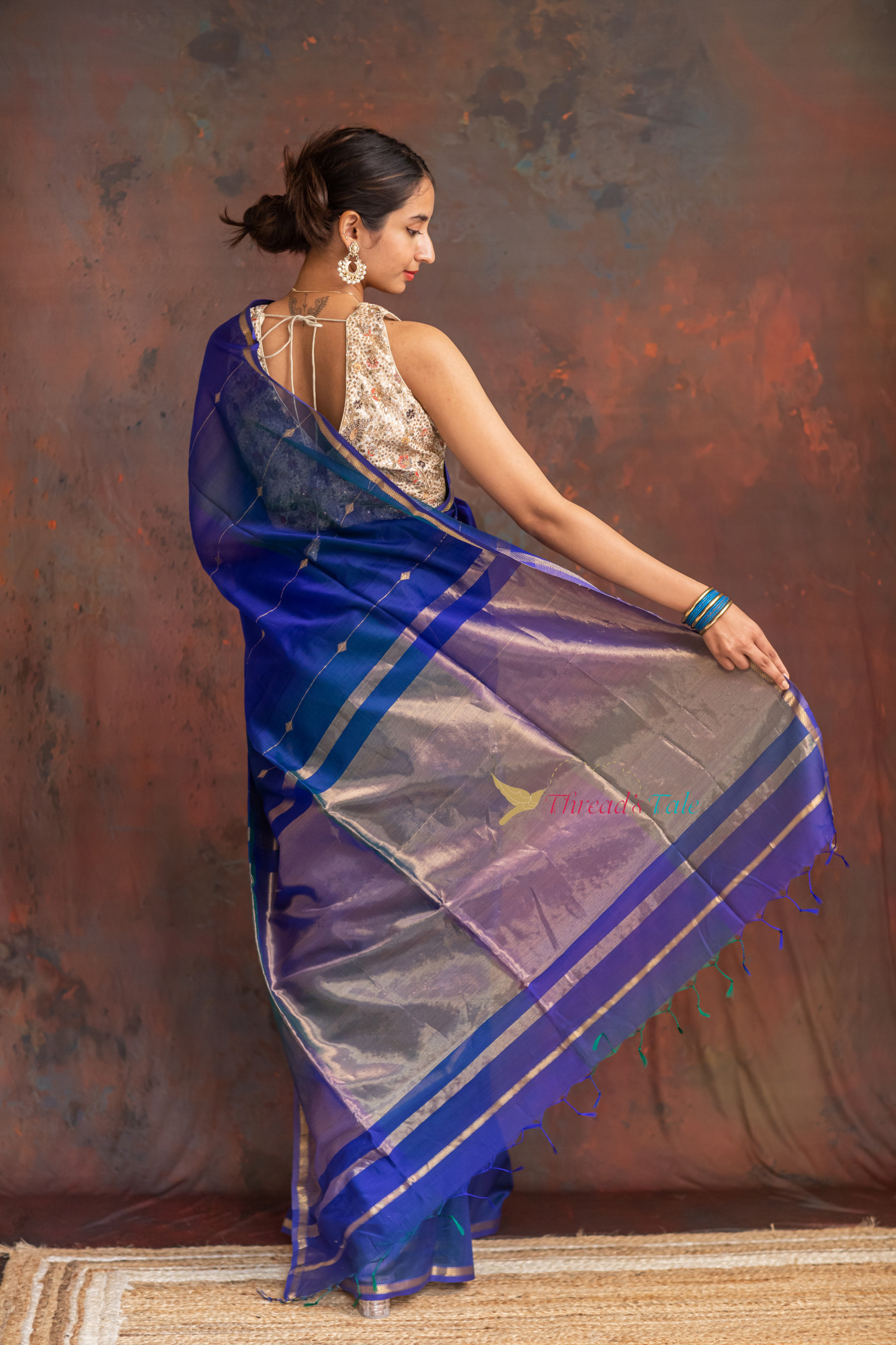 Blue Shaded Handwoven  Saree