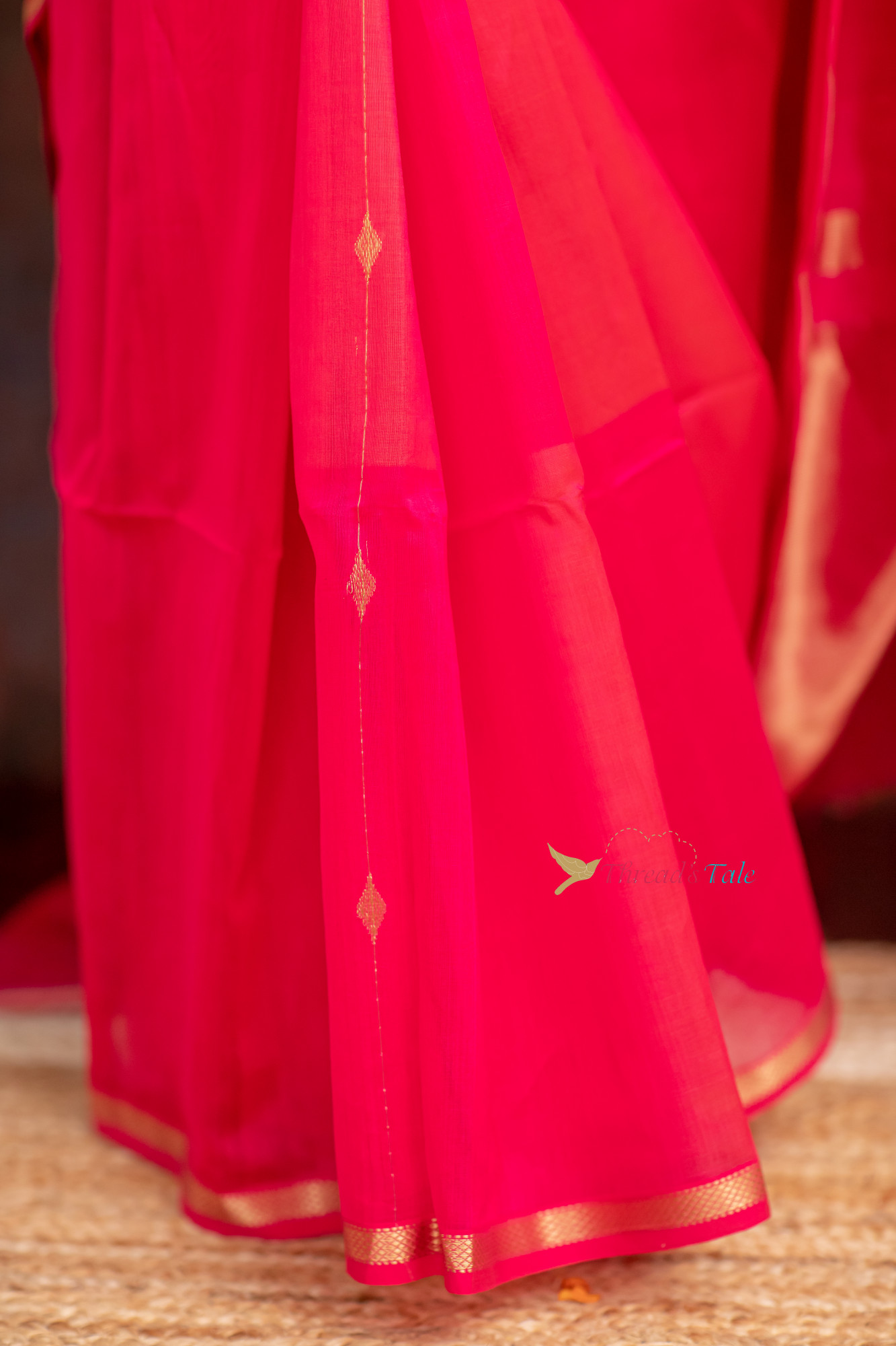 Pink Red Handwoven Shaded Saree
