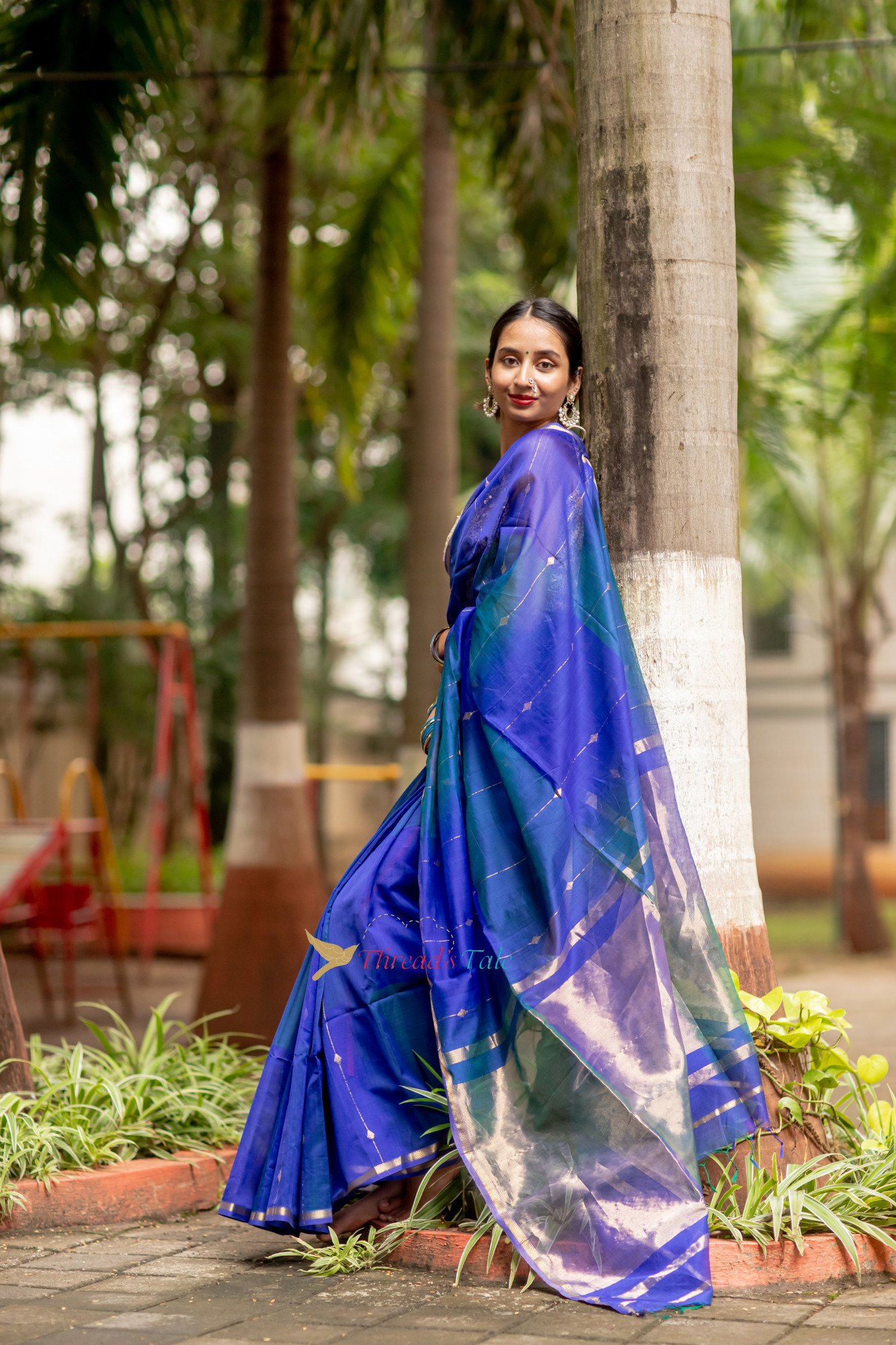 Blue Shaded Handwoven  Saree