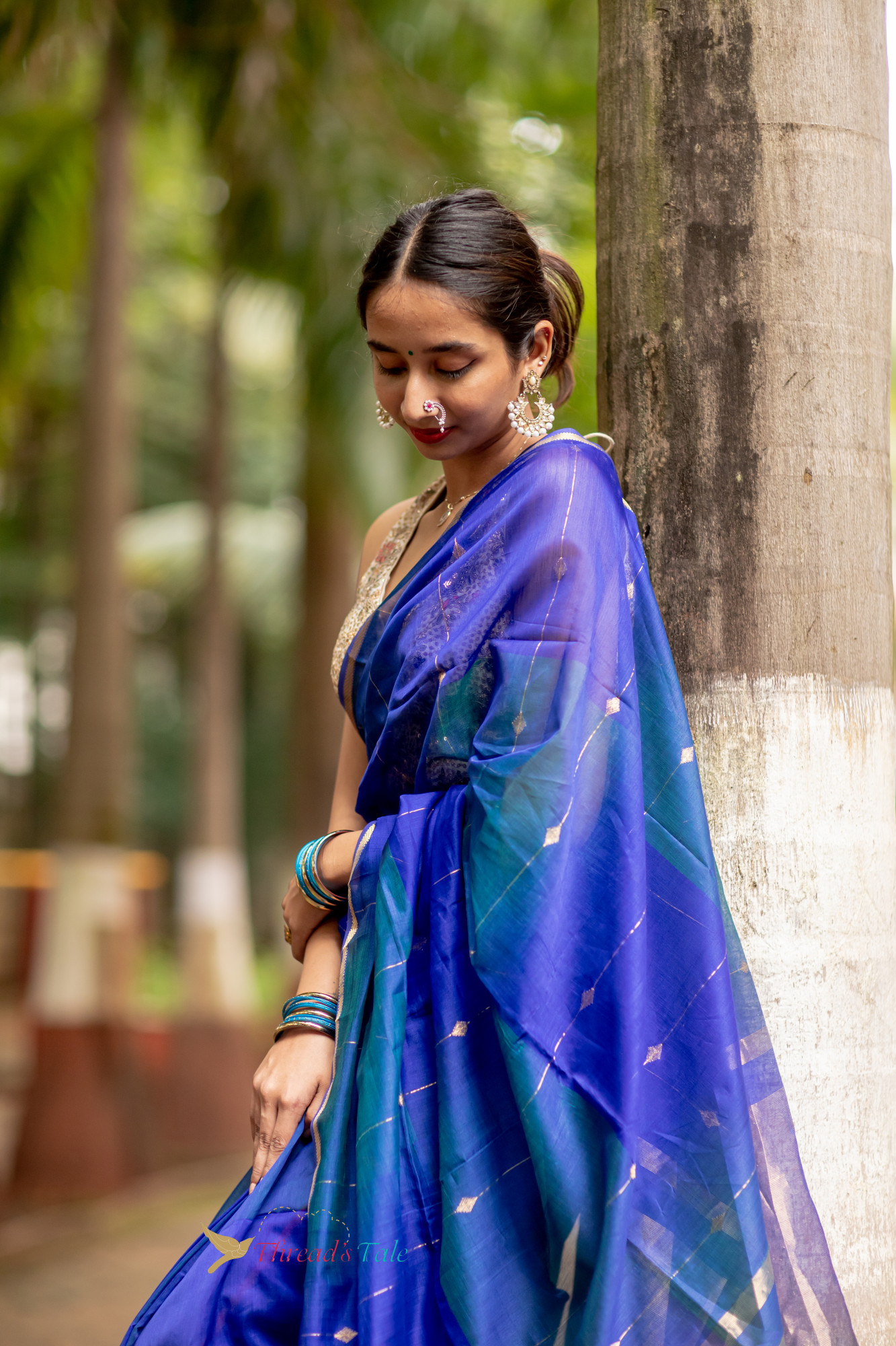 Blue Shaded Handwoven  Saree