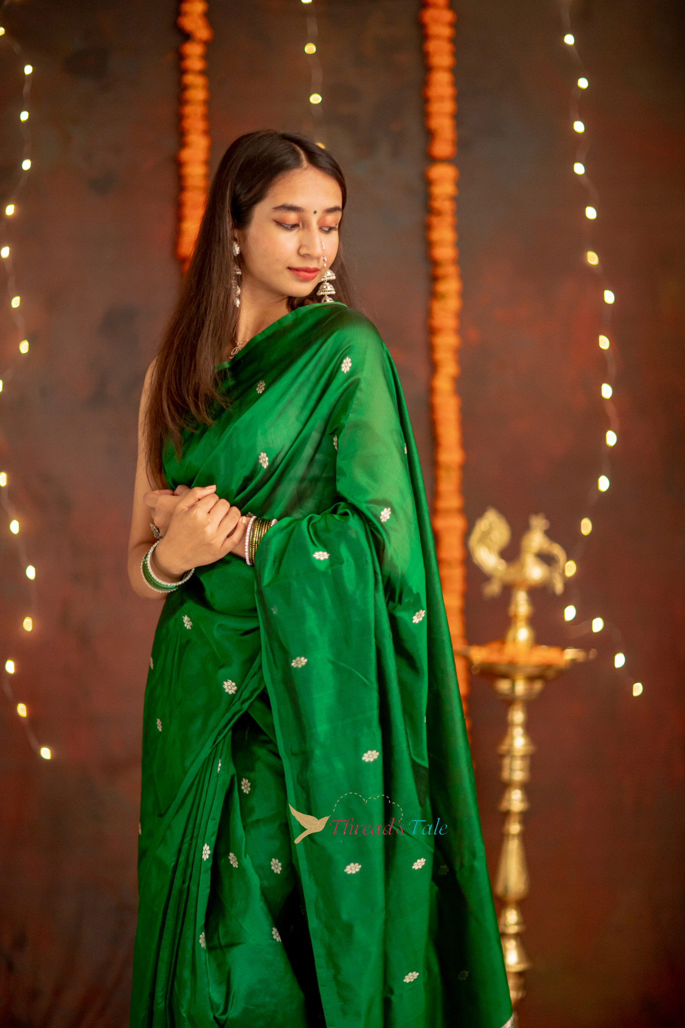 Emerald Green Pure Silk Handwoven Saree