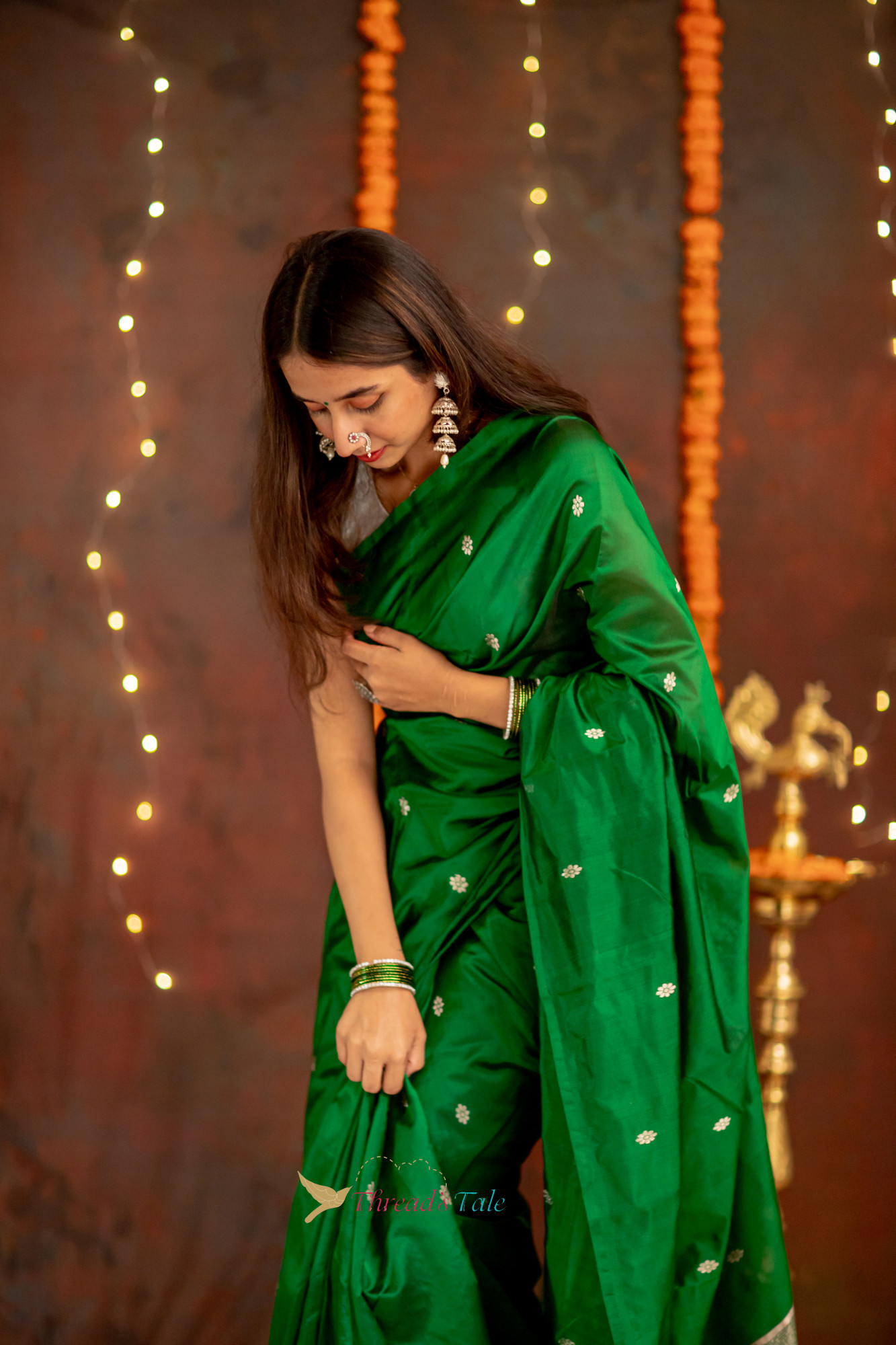 Emerald Green Pure Silk Handwoven Saree