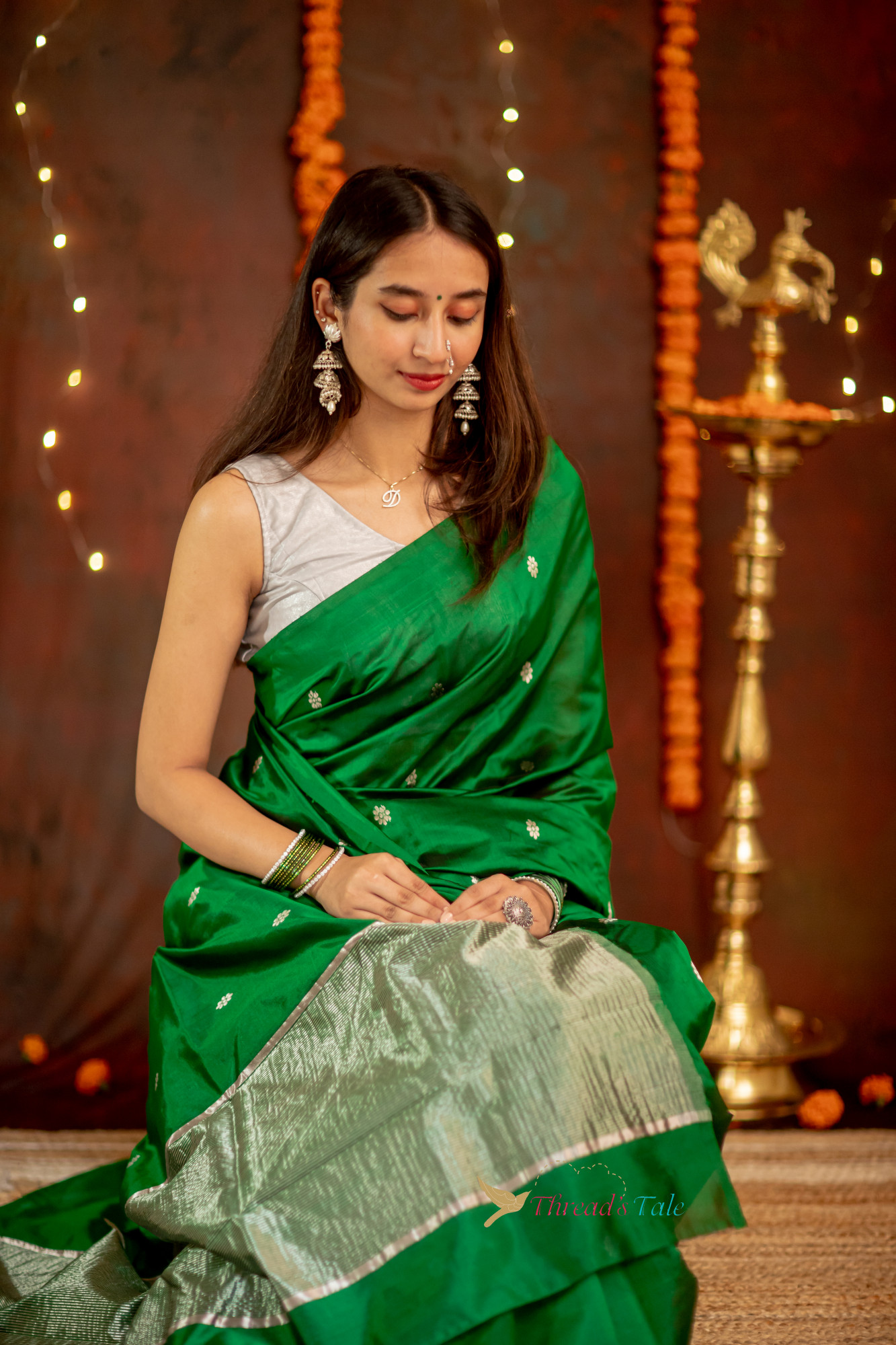 Emerald Green Pure Silk Handwoven Saree