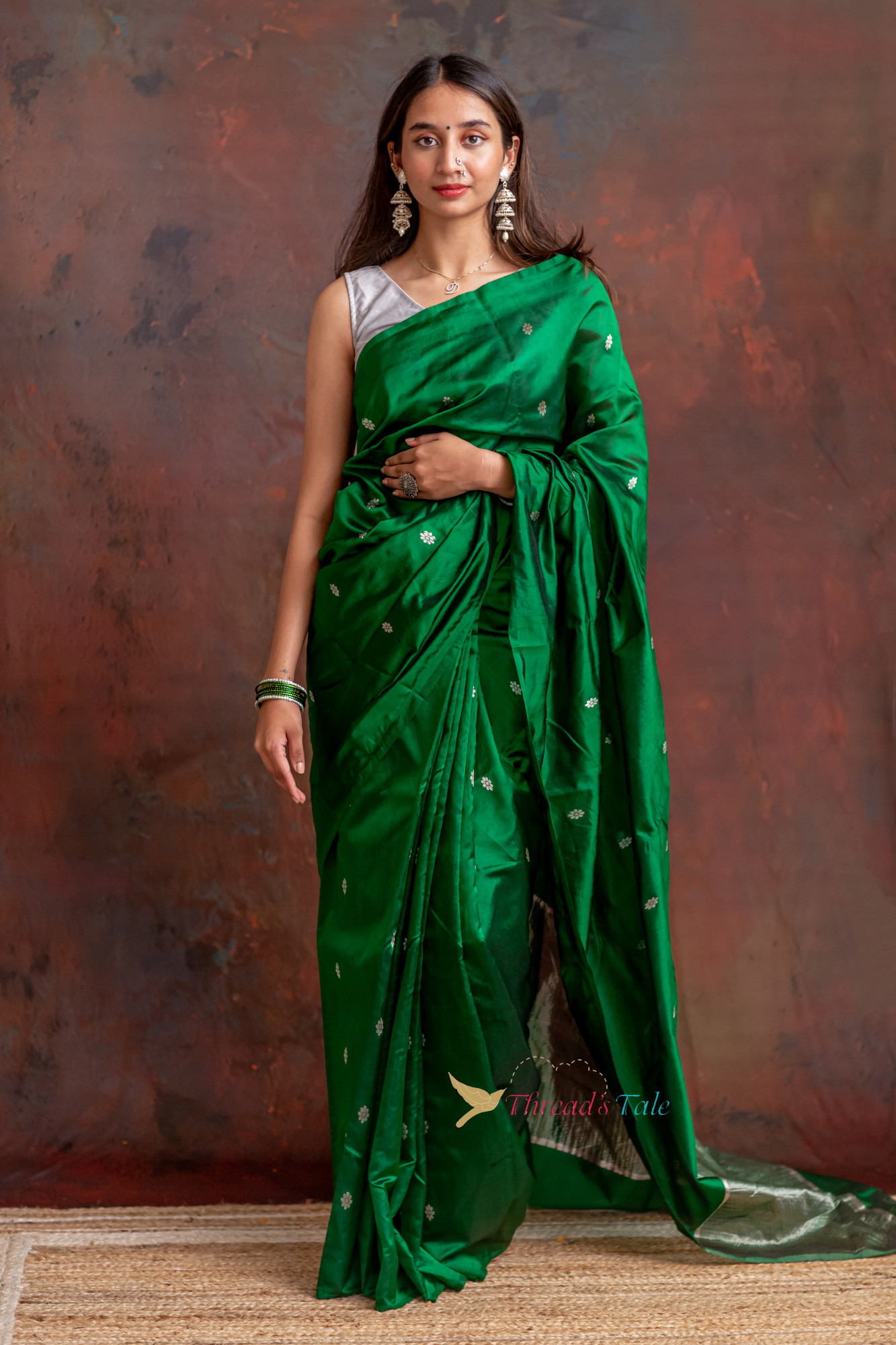 Emerald Green Pure Silk Handwoven Saree