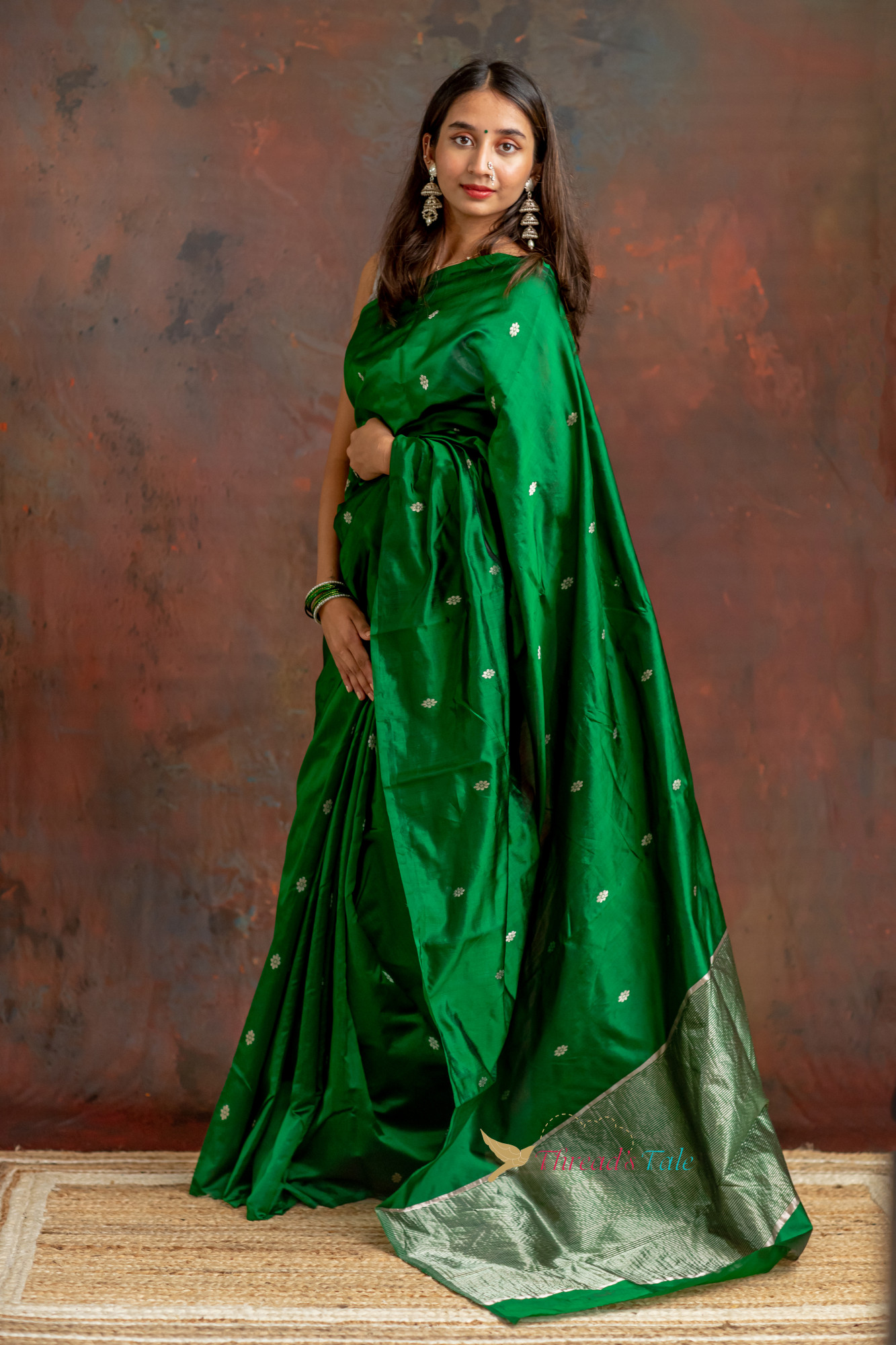 Emerald Green Pure Silk Handwoven Saree