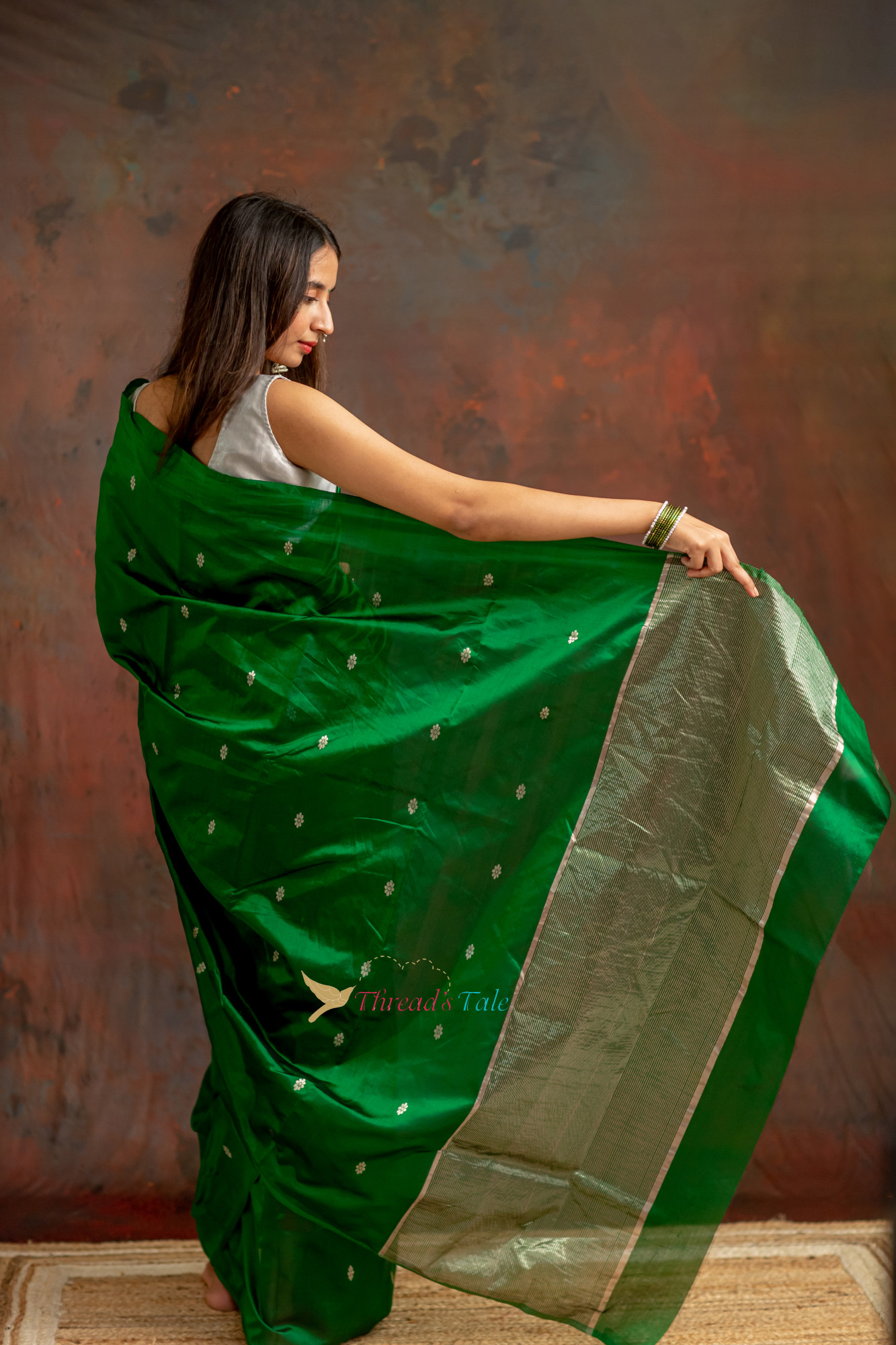 Emerald Green Pure Silk Handwoven Saree