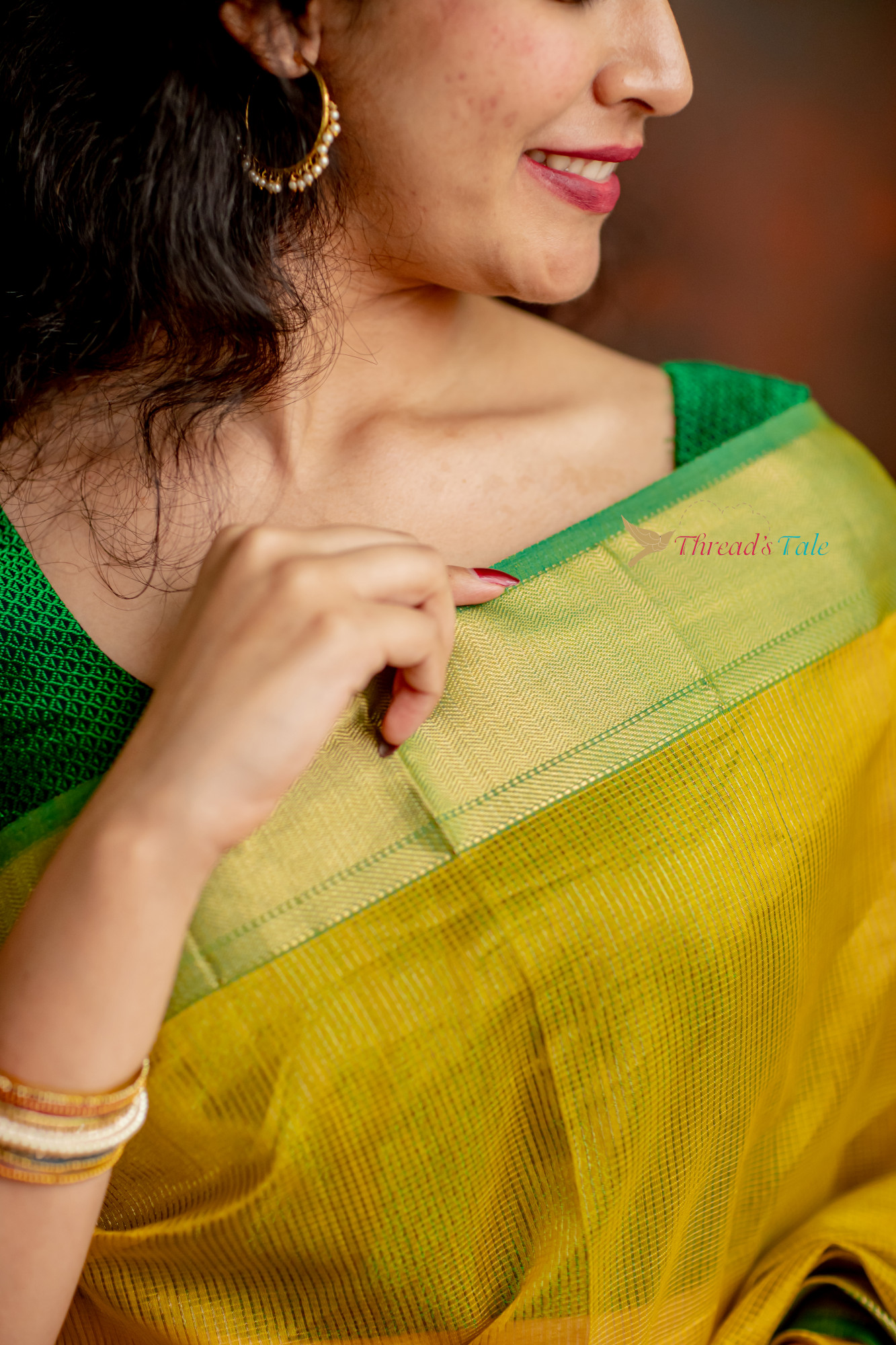 Festive Yellow Handwoven Tissue Checks Saree