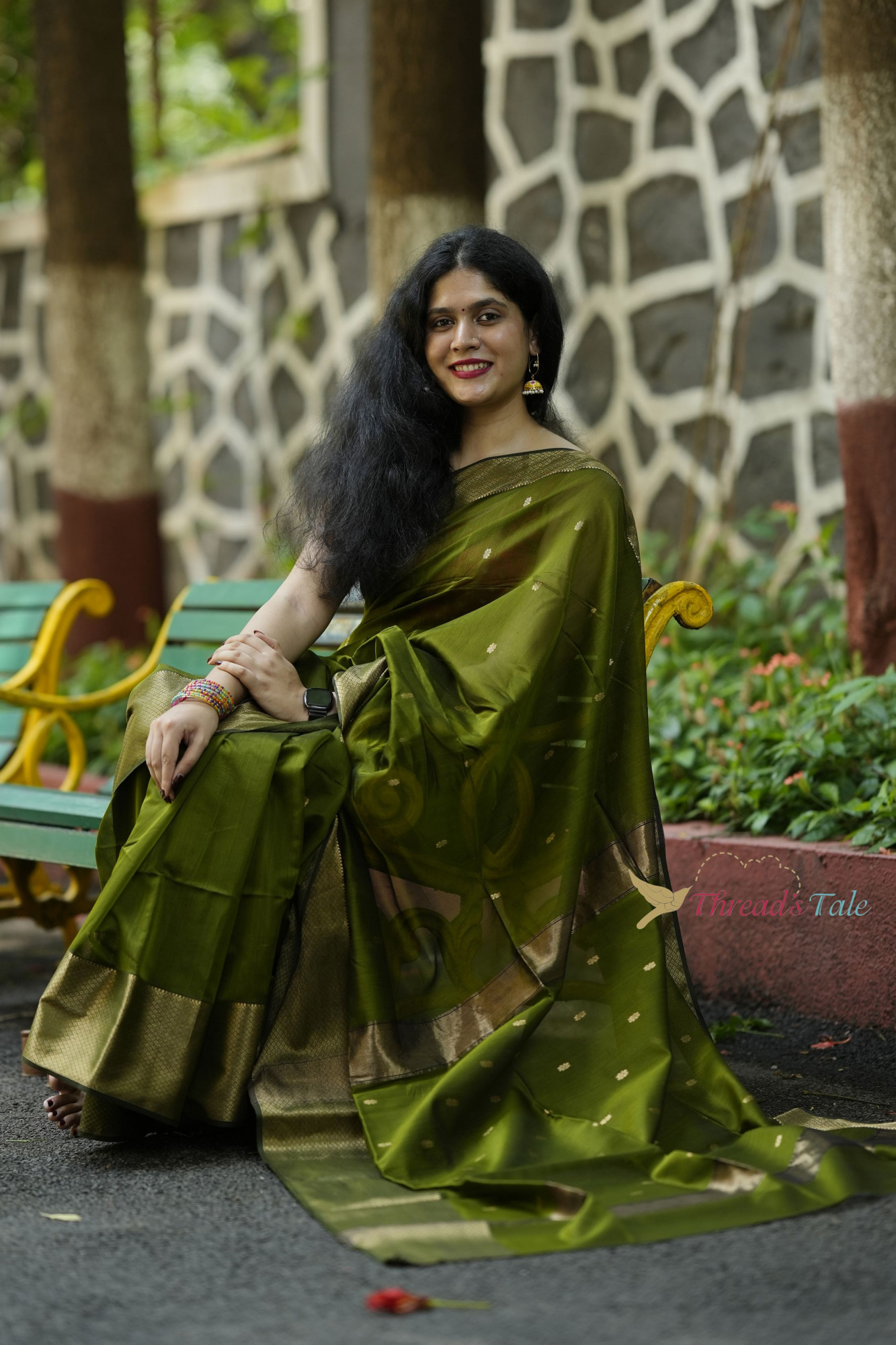 Moss Green Handwoven Maheshwari Silk Saree