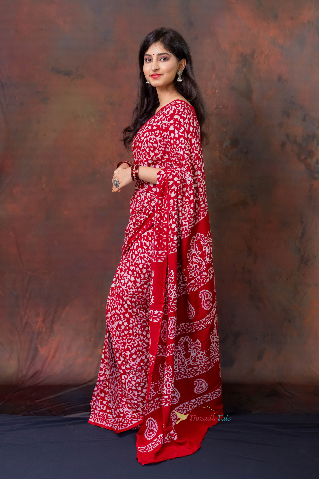Red Hand Crafted Batik Saree