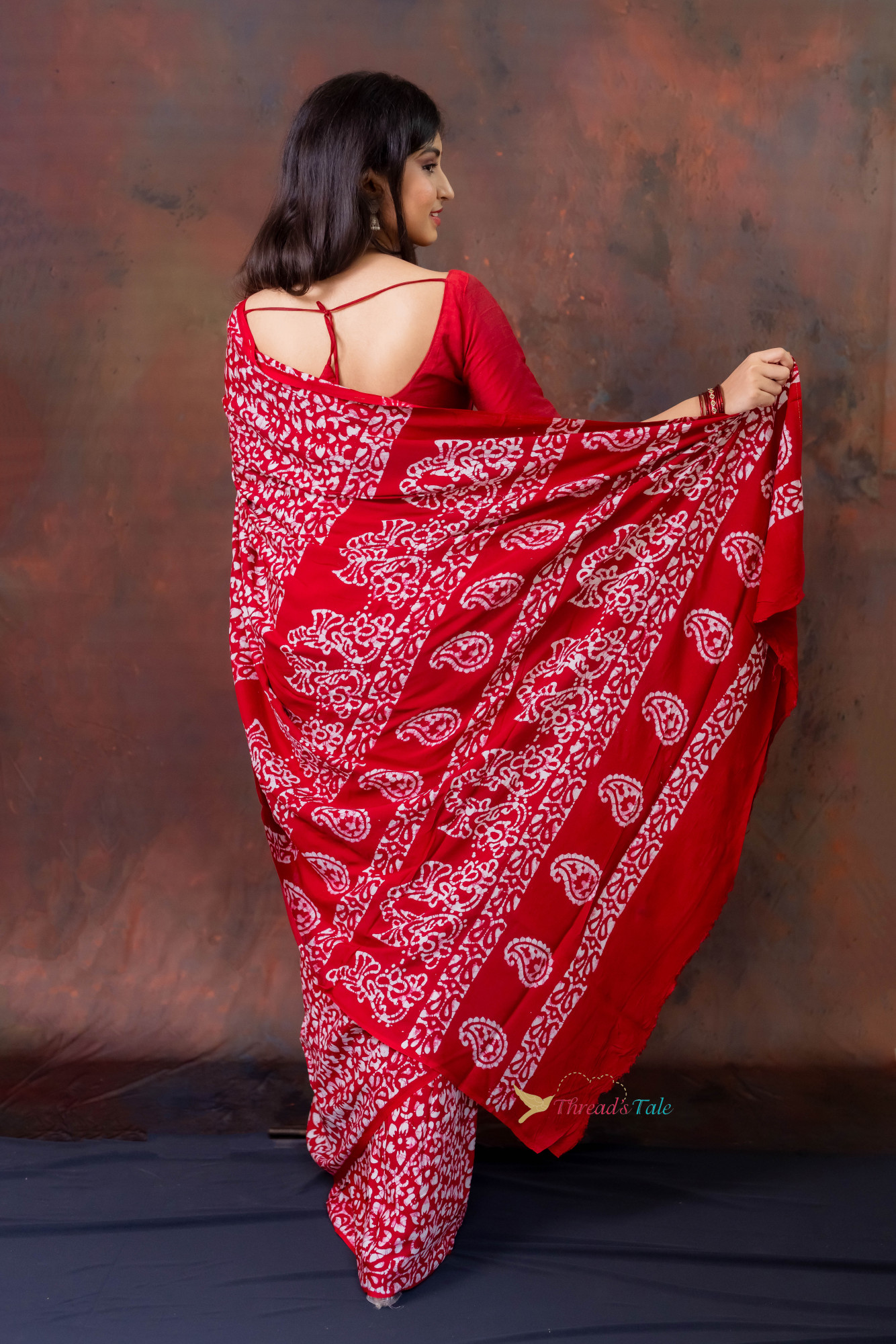 Red Hand Crafted Batik Saree