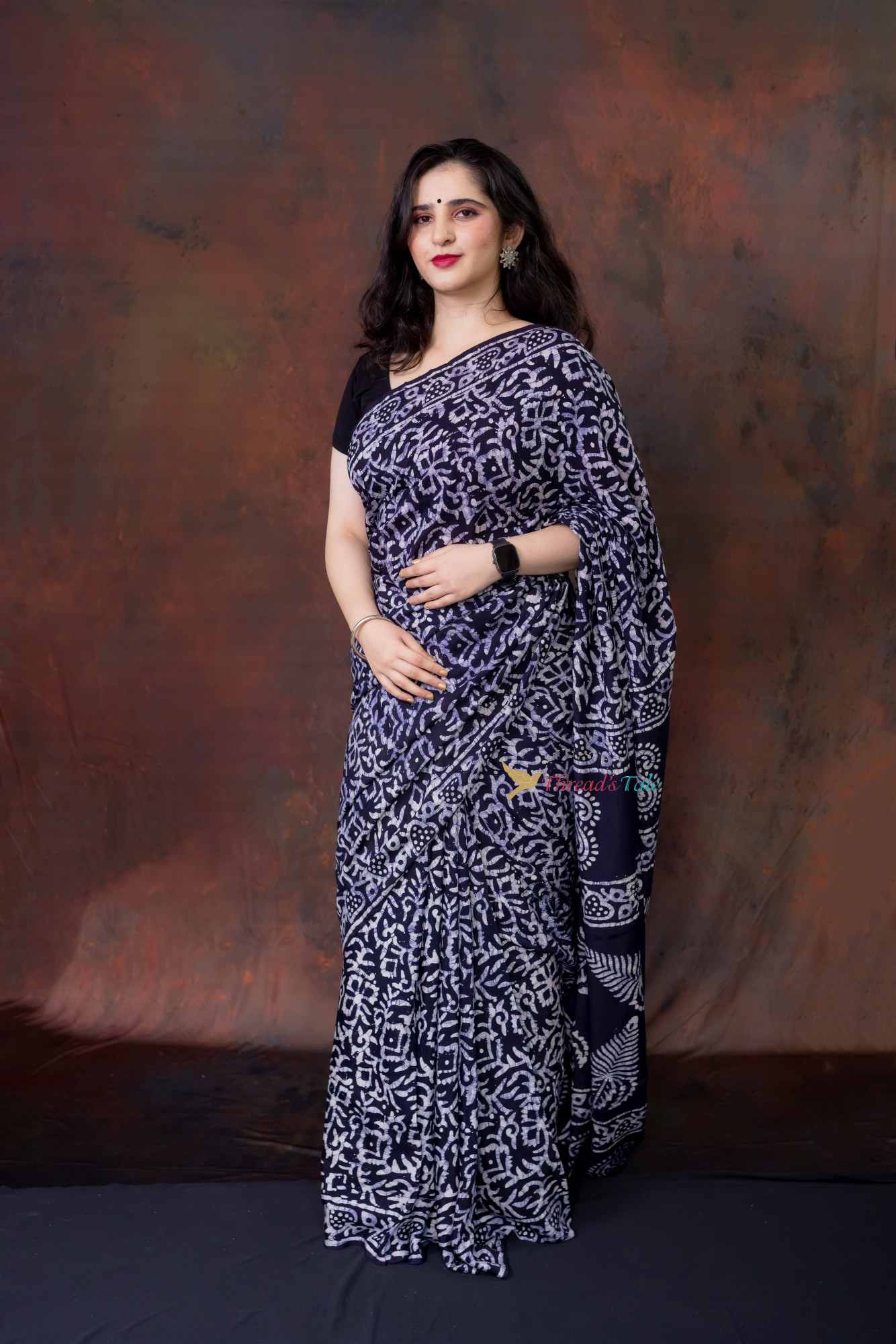 Indigo Hand Crafted Batik Saree