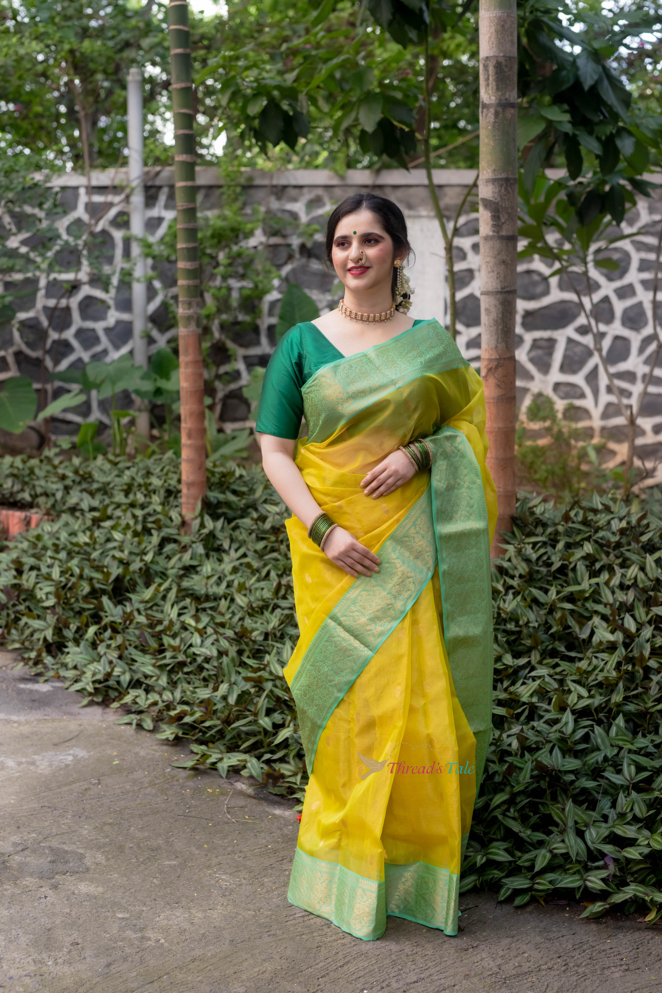Golden Yellow Handwoven Tissue Saree