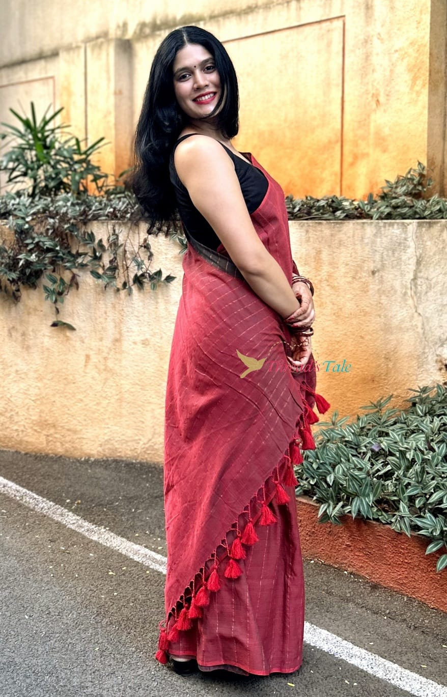 Anjeer Green Handwoven Reversible Cotton Saree