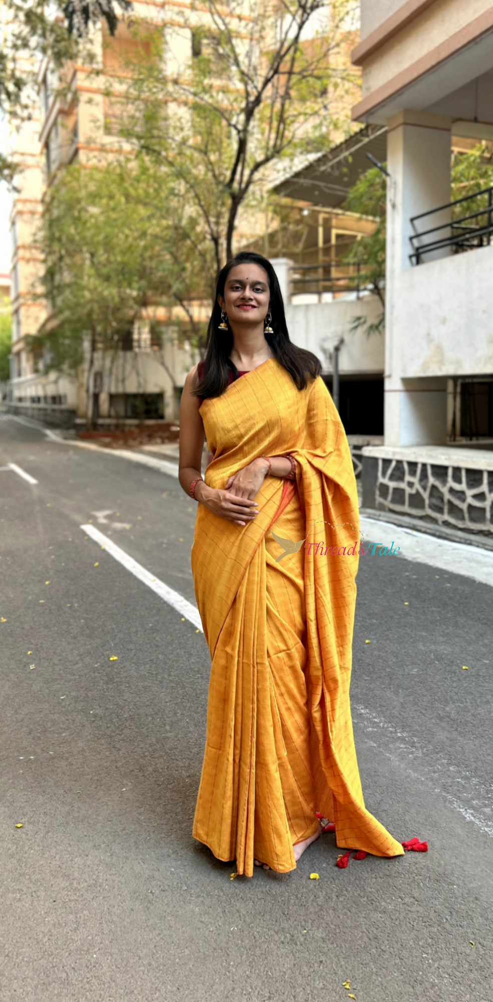 Sunshine Yellow Handwoven Reversible Saree