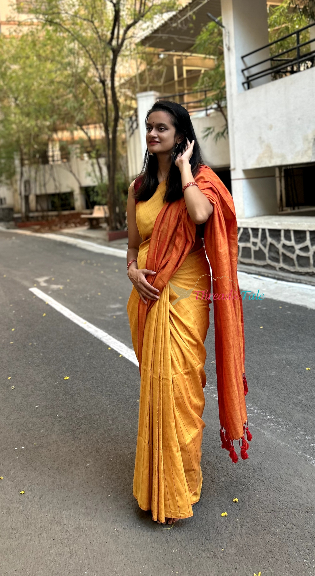 Sunshine Yellow Handwoven Reversible Saree