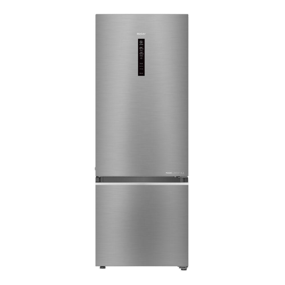 Image of Haier 355 Litres 3 Star Double Door Inverter Refrigerator with Triple Inverter Technology, 14 In 1 Convertible Mode (HRB4053BISP, Inox Steel)