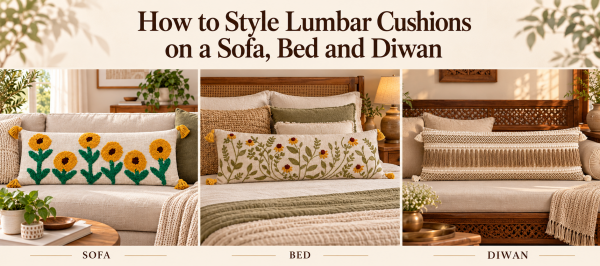 How to Style Lumbar Cushions Sofa, Bed, Diwan
