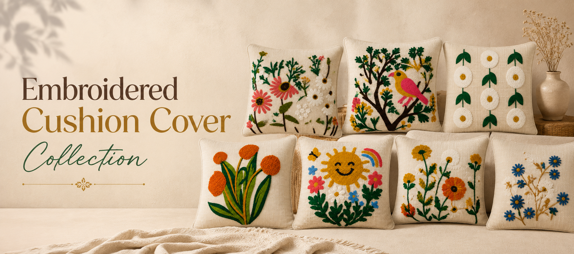 Embroidered Cushion Cover