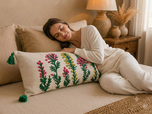 Category Alt Embroidered Lumbar Cushion Cover