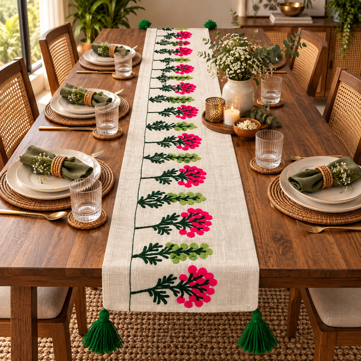 Botanical Rattan Dining Table Glow