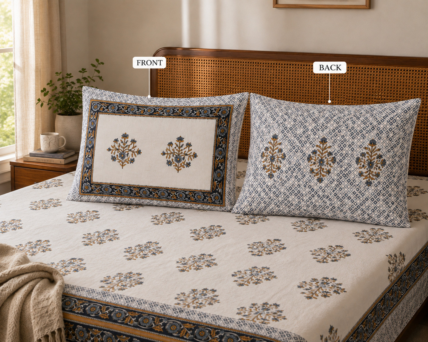 front and back side of pillow cover