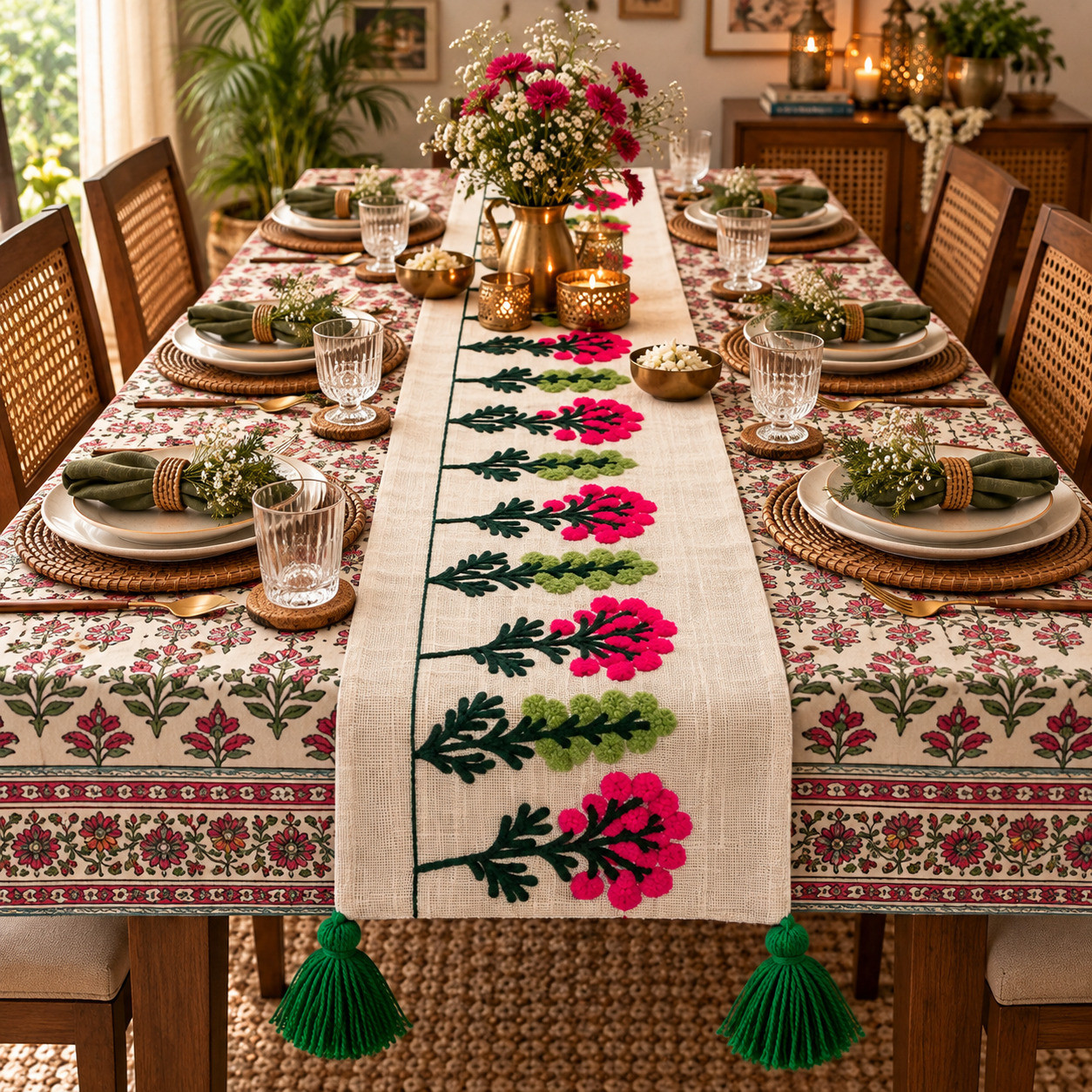 Festive Floral Table Setting