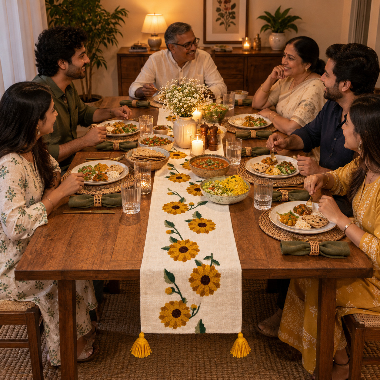 Warm Indian Family Dinner Table
