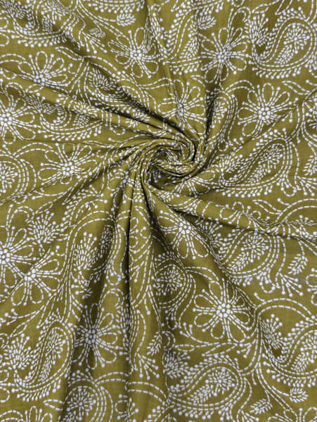 Mehndi Green Lucknowi Chikankari Print