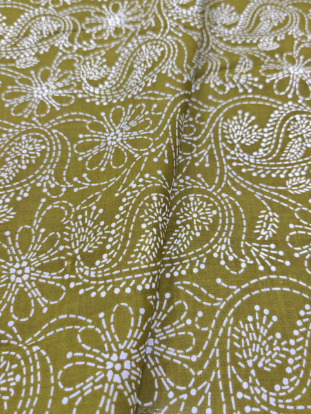 Mehndi Green Lucknowi Chikankari Print