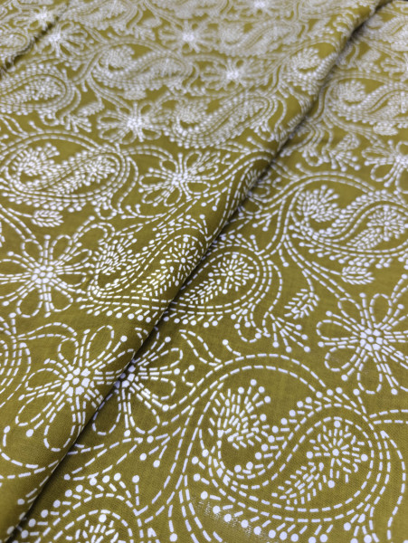 Mehndi Green Lucknowi Chikankari Print