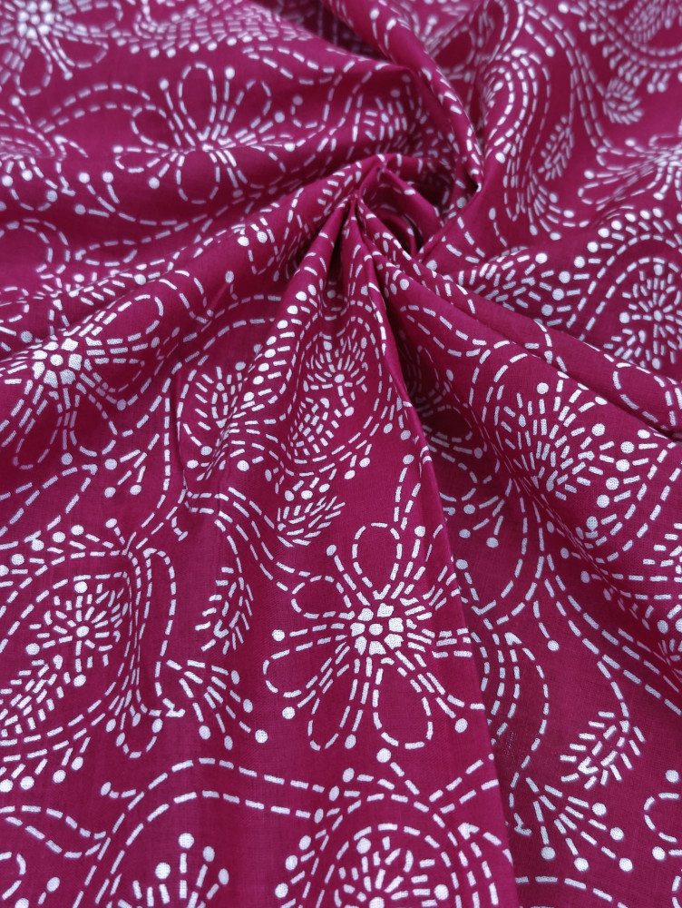 Image of Magenta Lucknowi Chikankari Print