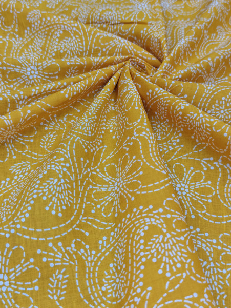 Yellow Lucknowi Chikankari Print