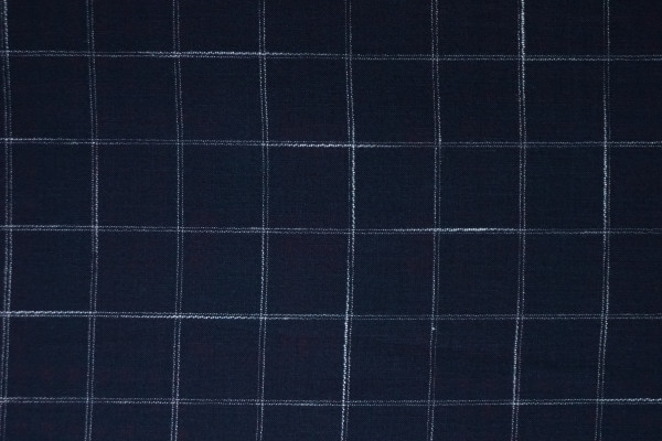 Yarn Dyed Linen Checks Fabric – Navy Blue