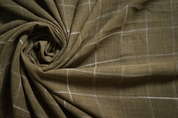 Mehendi Green Yarn Dyed Linen Checks