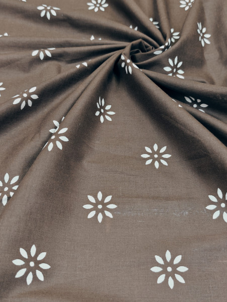 Mocha floral and geometric Print