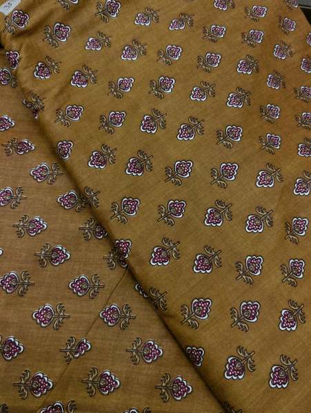 Mustard Floral Buti Printed Cotton Fabric