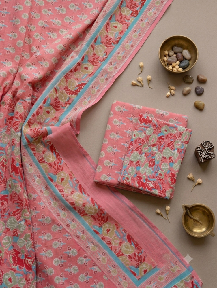 Image of Peach Floral 3Pc Suit Set