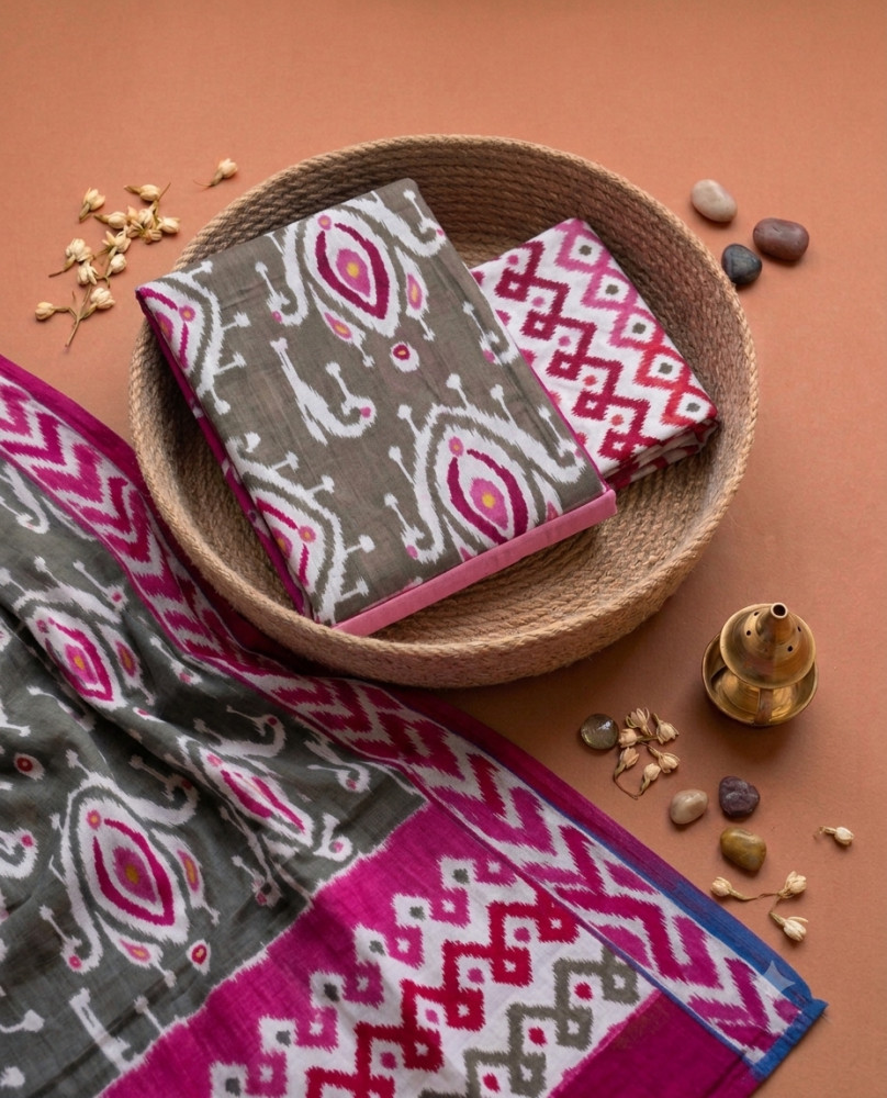 Image of Coffee Ikat Buti 3Pc Suit Set