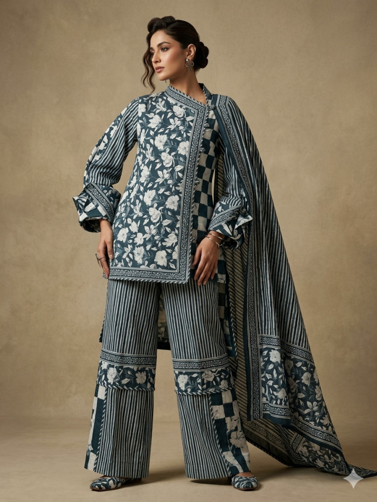 Image of Charcoal Grey 3Pc Suit Set