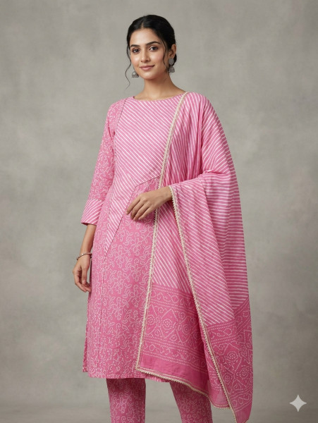 Pink Badhani 3Pc Suit Set