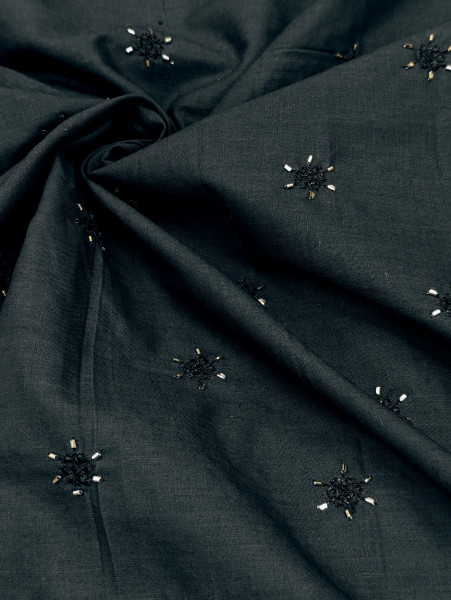 Charcoal Black Cotton Beds Work With Embroidery