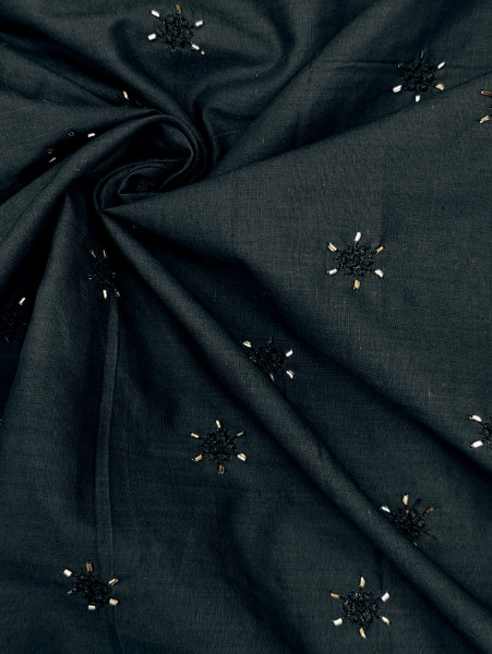 Charcoal Black Cotton Beds Work With Embroidery