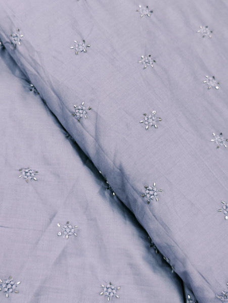 Stone Grey Cotton Beds Work With Embroidery
