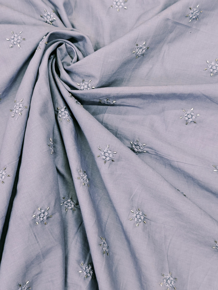 Image of Stone Grey Cotton Beds Work With Embroidery