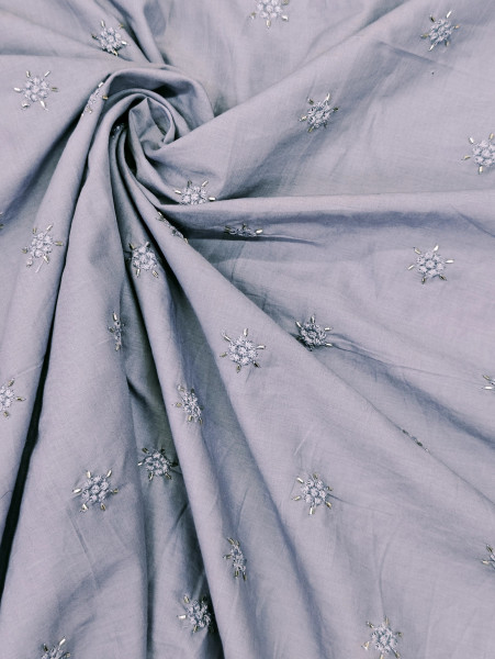Image of Stone Grey Cotton Beds Work With Embroidery