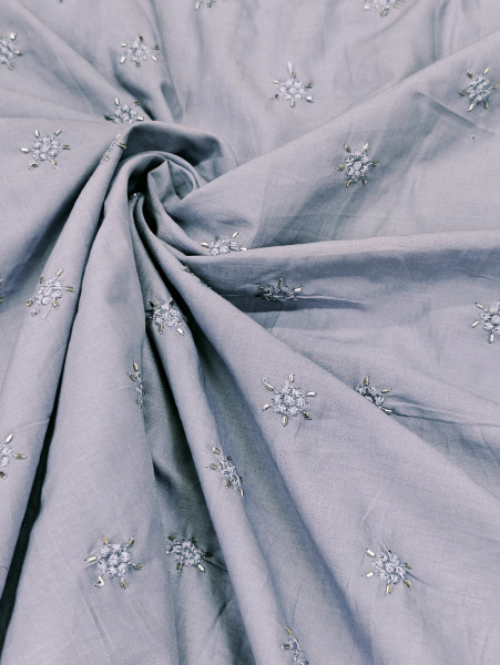 Stone Grey Cotton Beds Work With Embroidery