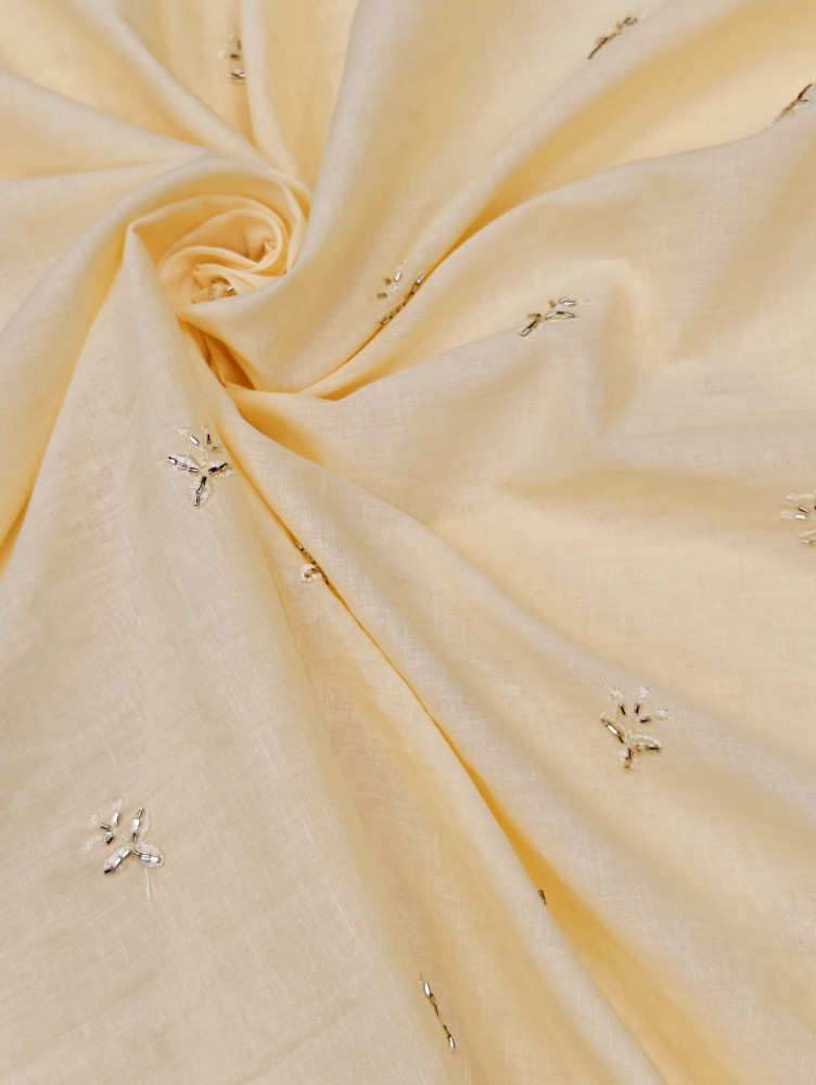 Image of Sunny Yellow Cotton Beds Work With Embroidery